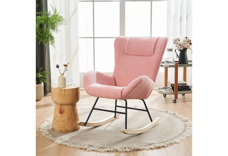 BlingBin Schaukelstuhl Teddy-Samt-Schaukelstuhl Freizeitstuhl Einzelsofastuhl (1er Set, 1 St), Wohnzimmersessel Relax Lounge mit gepolsterter Sitzfläche von BlingBin