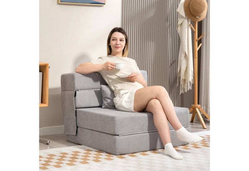 BlingBin Schlafsofa 3 in 1 klappbares Bodensofa Klappmatratze Schaumstoff extra dick 15cm, 210B x 80T x 15H cm 1 Teile, in Matratze umwandelbar, mit Kissen von BlingBin