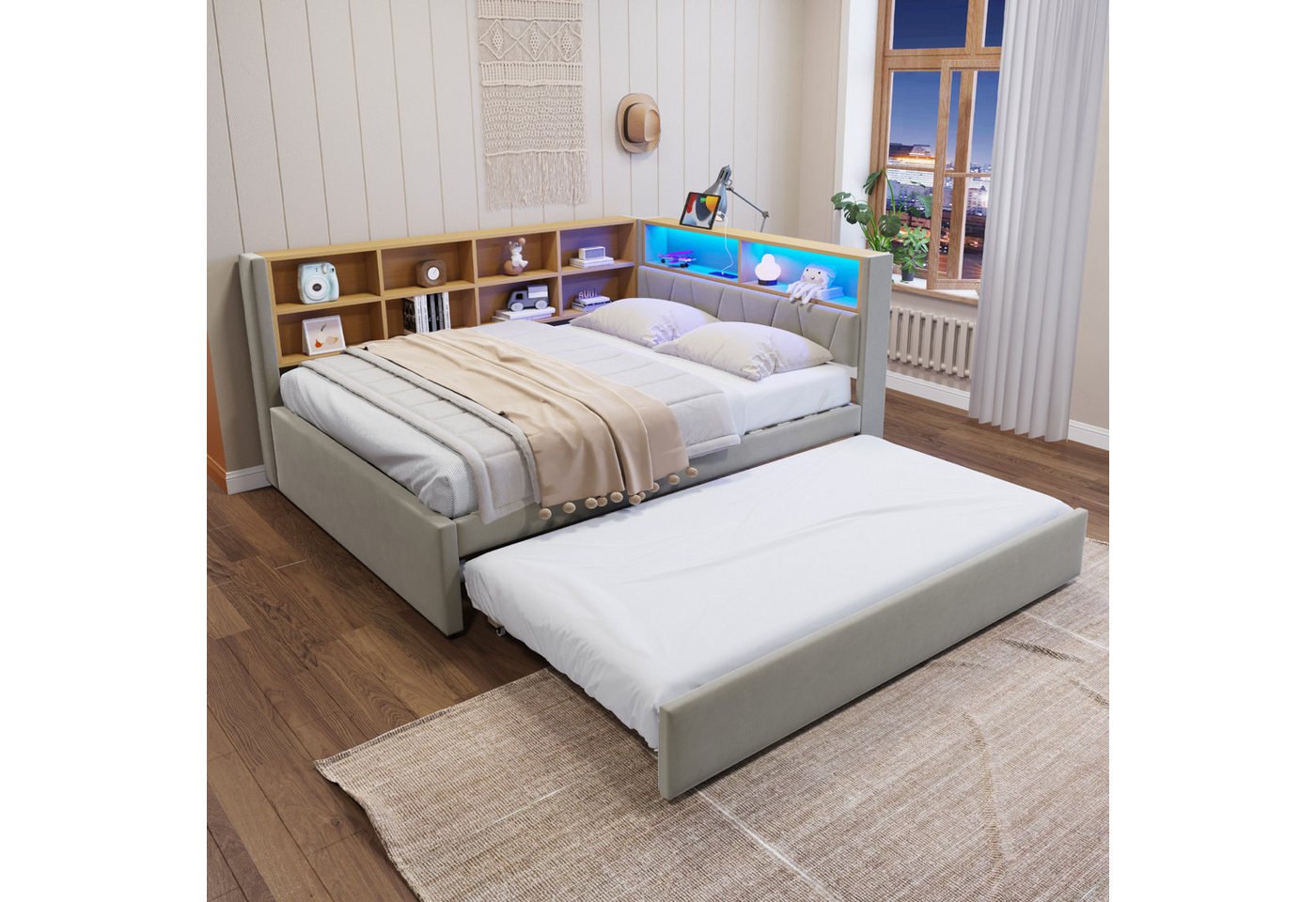 BlingBin Schlafsofa Daybett 140x200 cm Ausziehbett 90x190 cm, Polsterbett, Funktionsbett Jugendbett 1 Teile, Multifunktionsschlafsofa, Einzelbett, Flanell BlingBin Schlafsofa Daybett 140x200 cm Ausziehbett 90x190 cm, Polsterbett, Funktionsbett Jugendbett 1 Teile, Multifunktionsschlafsofa, Einzelbett, Flanell von BlingBin