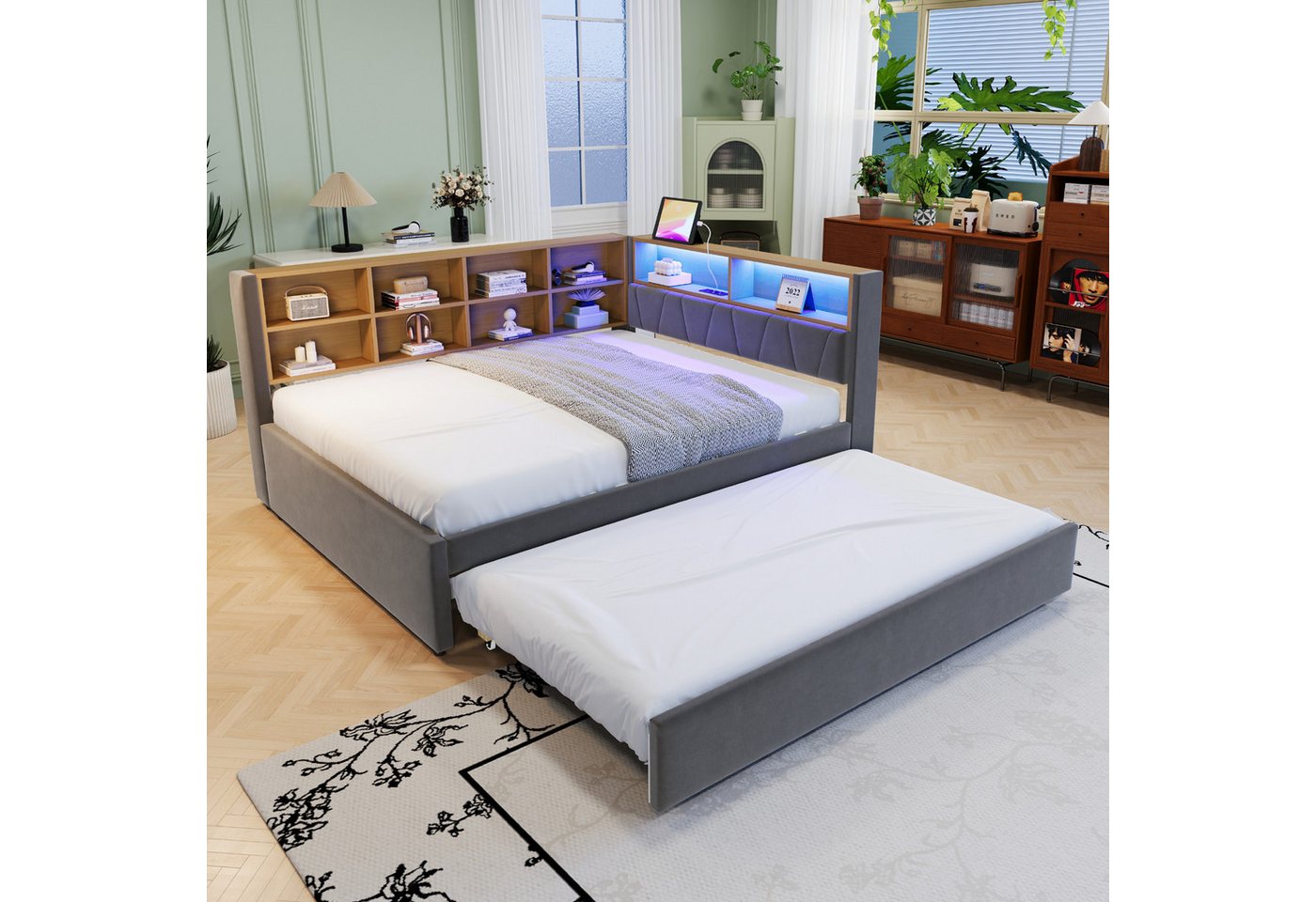 BlingBin Schlafsofa Daybett 140x200 cm Ausziehbett 90x190 cm, Polsterbett, Funktionsbett Jugendbett 1 Teile, Multifunktionsschlafsofa, Einzelbett, Flanell BlingBin Schlafsofa Daybett 140x200 cm Ausziehbett 90x190 cm, Polsterbett, Funktionsbett Jugendbett 1 Teile, Multifunktionsschlafsofa, Einzelbett, Flanell von BlingBin