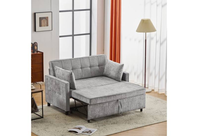 BlingBin Schlafsofa Doppelschlafsofa Wohnzimmersofa Sofabett, Zweisitziges Sofa, 1 Teile, Ausziehbares Sofabett mit 3-stufig verstellbarer Rückenlehne & Kissen von BlingBin