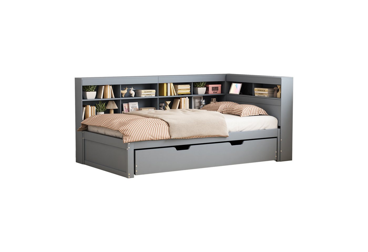 BlingBin Schlafsofa Jugendbett Tagesbett Massivholzbett, 1er Set 1 Teile, mit USB-Steckdose und mehreren Ablagefächern, Holz-Multifunktionsbett BlingBin Schlafsofa Jugendbett Tagesbett Massivholzbett, 1er Set 1 Teile, mit USB-Steckdose und mehreren Ablagefächern, Holz-Multifunktionsbett von BlingBin