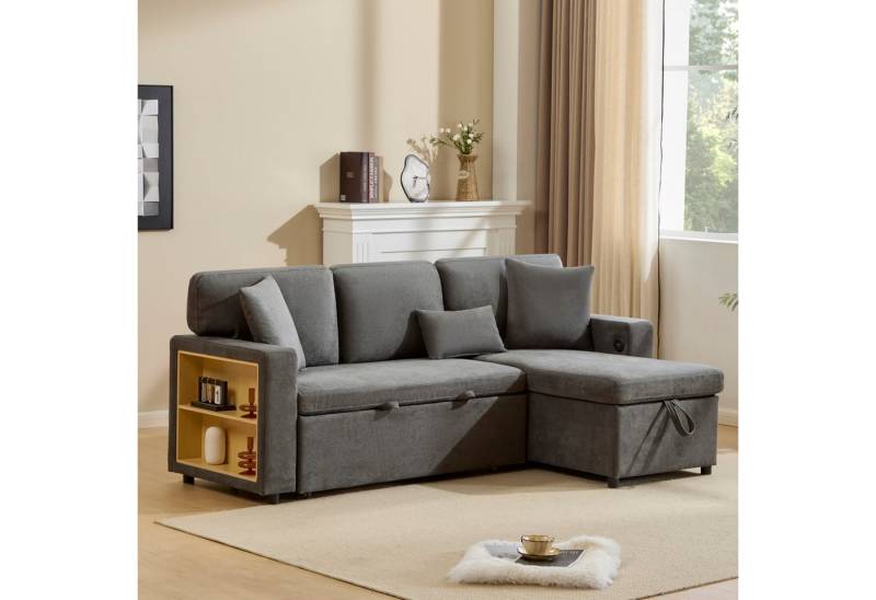 BlingBin Schlafsofa Sofa L-Form, Schlafsofa mit Bettkasten, 1er Set 1 Teile, Daybett, Polstersofa, Wohnzimmersofa, 3-Sitzer-Schlafsofa von BlingBin
