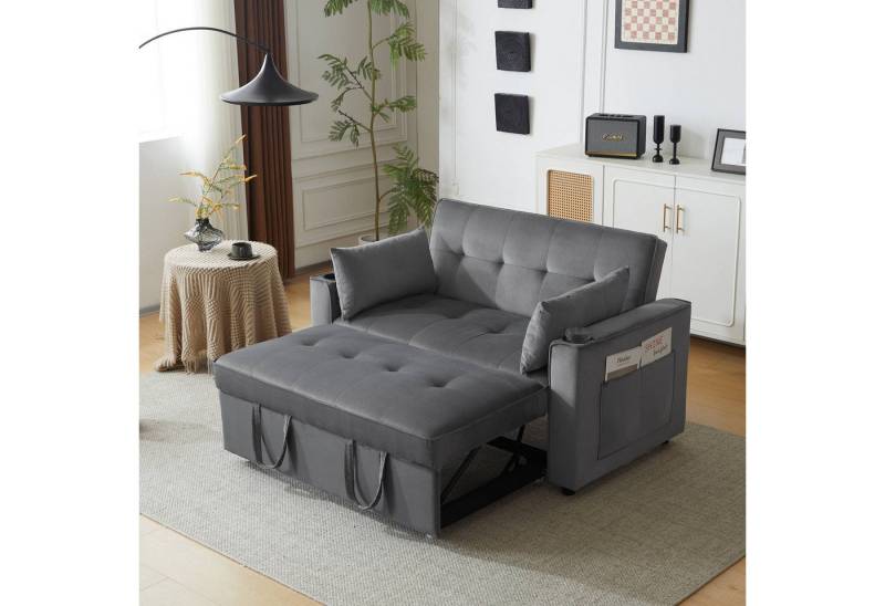 BlingBin Schlafsofa Umwandelbares 2-in-1-Schlafsofa mit verstellbarer Rückenlehne, 1er Set 1 Teile, verstellbare Rückenlehne, 2 Getränkehalter von BlingBin
