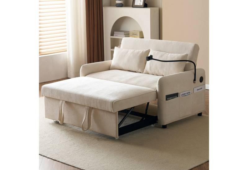 BlingBin Schlafsofa Umwandelbares 2-in-1-Schlafsofa mit verstellbarer Rückenlehne, 1er Set 1 Teile, verstellbare Rückenlehne, Handyhalter, USB-Ladeanschluss von BlingBin
