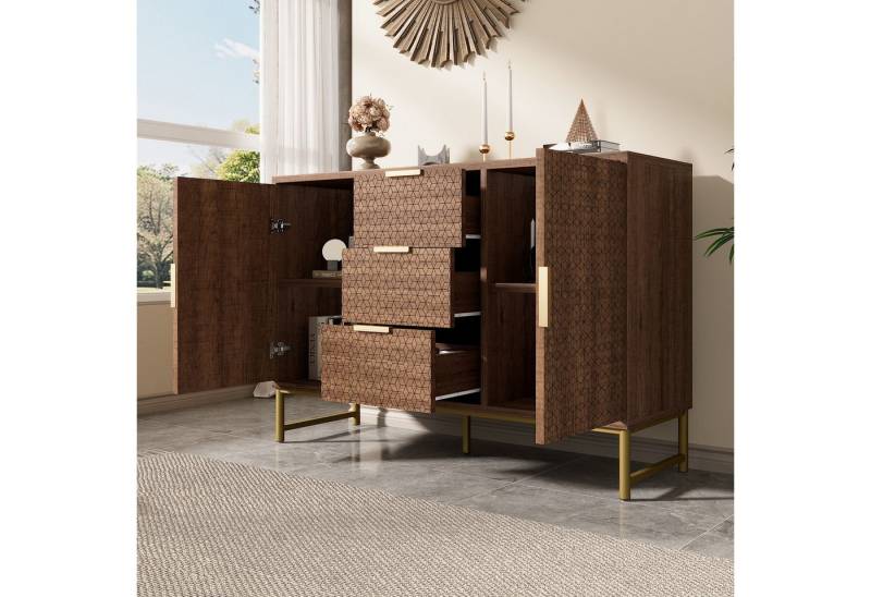 BlingBin Schubkastenkommode Sideboard Highboard für Schlafzimmer Wohnräume (1 St., Kommode mit 3 Schubladen und 2 Türen) von BlingBin