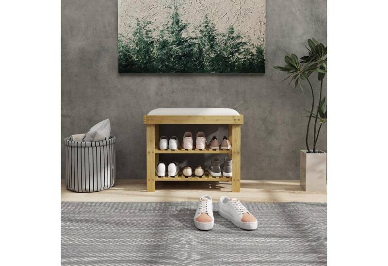 BlingBin Schuhbank Schuhbank mit Sitzfläche, 2 offene Fächer (1er set, 1-St., 60cm x 29cm x 49cm), Geeignet für Wohnzimmer und Flure, mit einer Tragkraft von 150 kg von BlingBin