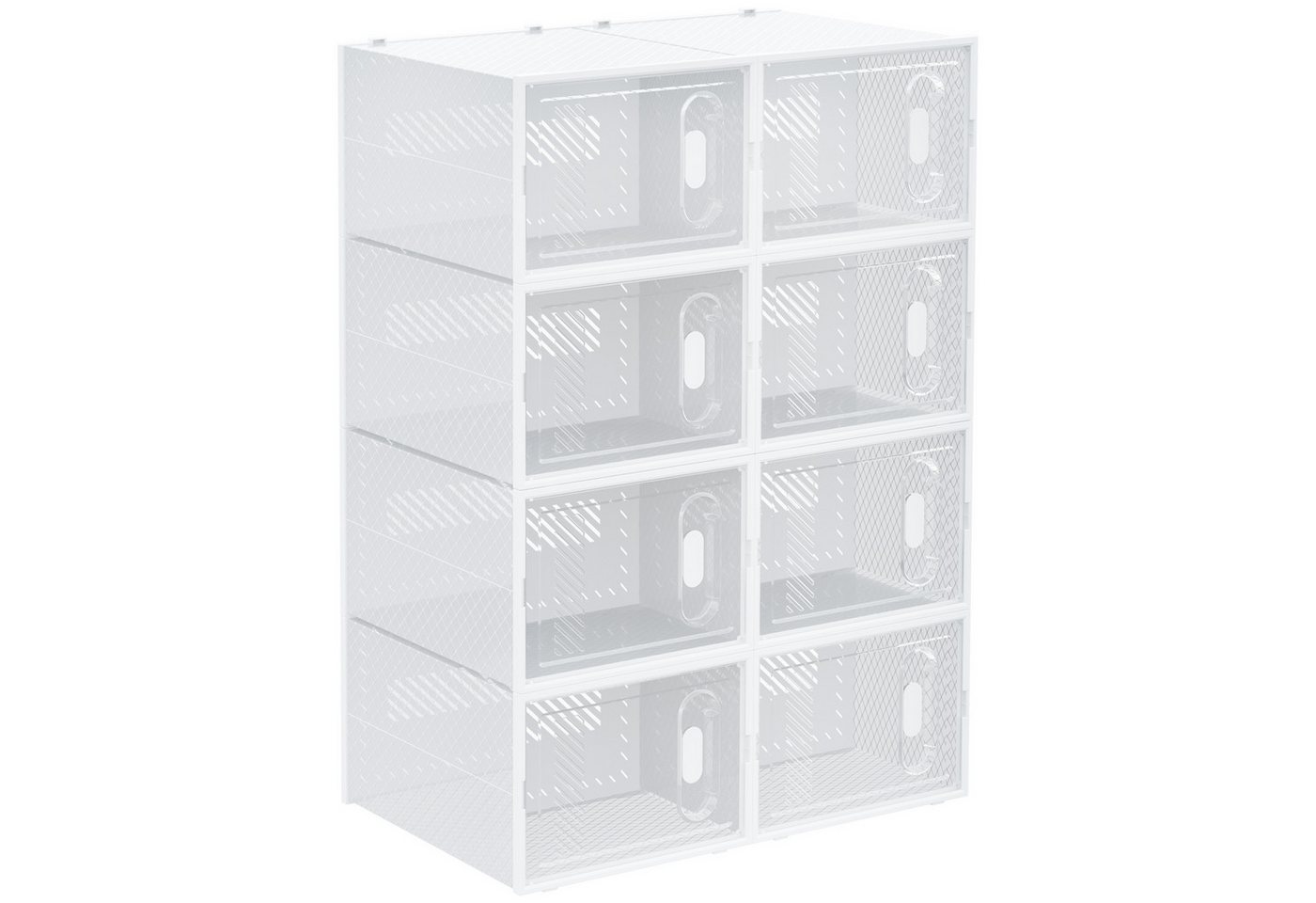 BlingBin Schuhbox 8er Set Schuhkarton stapelbar Schuhorganizer Schuhaufbewahrung (8 Stück, 8 St., 28cm x 36cm x 21cm), Schuhschrank Regalsystem mit transparent Tür von BlingBin