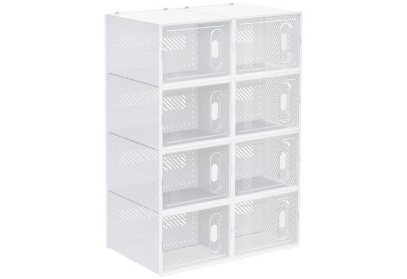 BlingBin Schuhbox 8er Set Schuhkarton stapelbar Schuhorganizer Schuhaufbewahrung (8 Stück, 8 St., 28cm x 36cm x 21cm), Schuhschrank Regalsystem mit transparent Tür von BlingBin