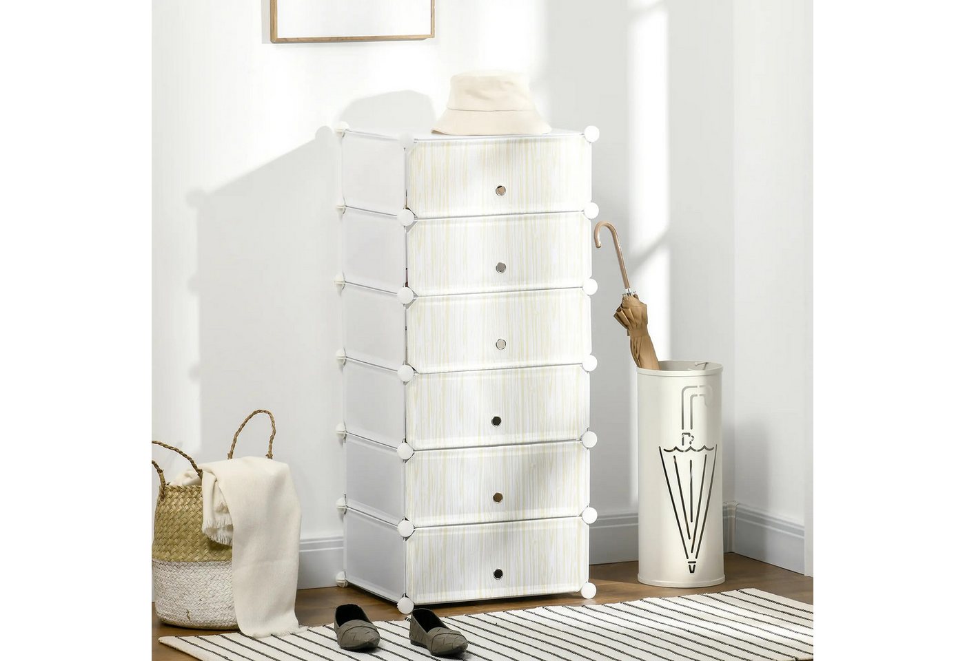 BlingBin Schuhregal Modulares Schuhregal 6 Fächer aus Kunststoff, Stapelbar, 1er-Set 1-tlg., Abnehmbar, Adjustierbar, Stapelbar, Staubdicht, Kippsicherung BlingBin Schuhregal Modulares Schuhregal 6 Fächer aus Kunststoff, Stapelbar, 1er-Set 1-tlg., Abnehmbar, Adjustierbar, Stapelbar, Staubdicht, Kippsicherung von BlingBin