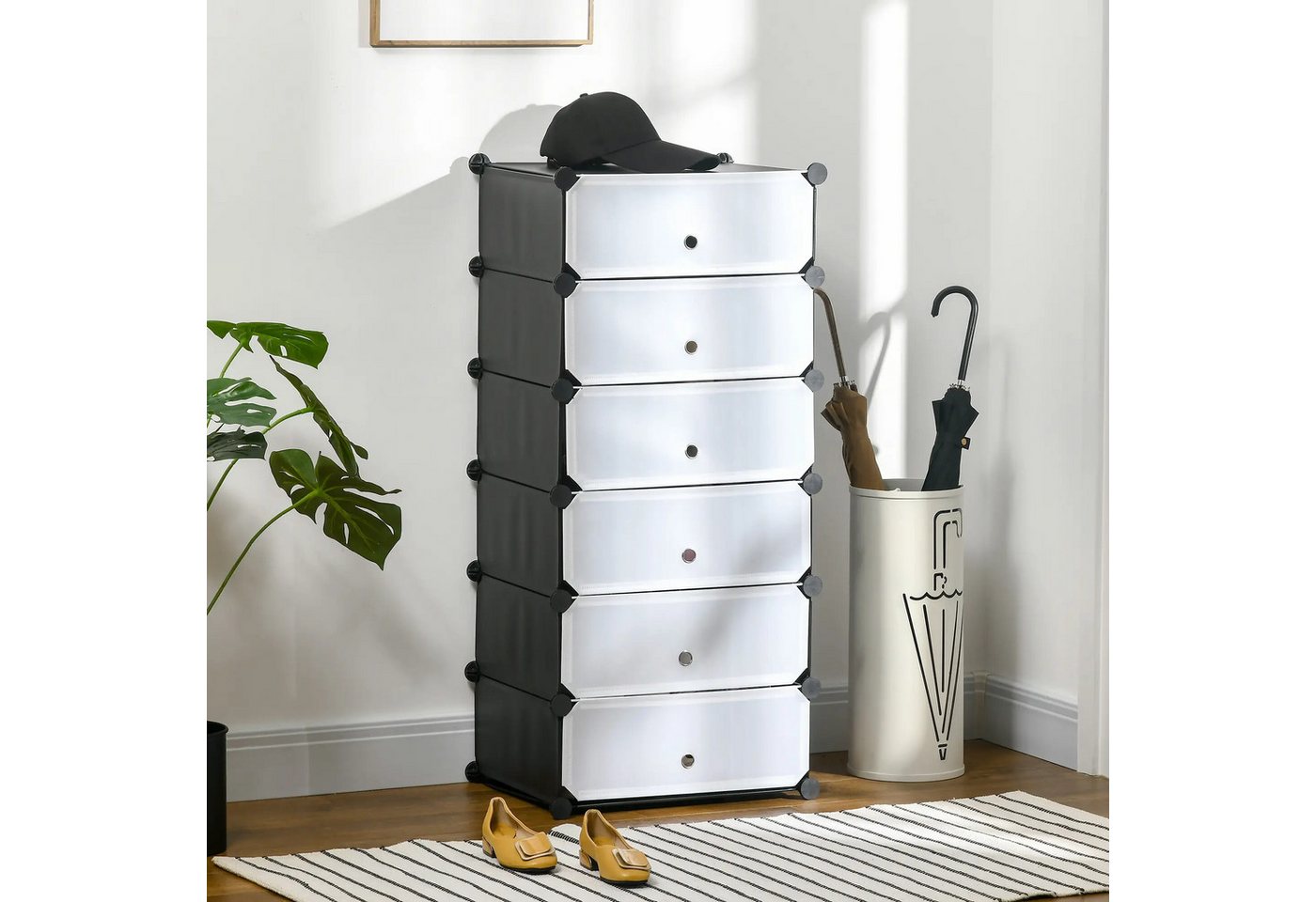BlingBin Schuhregal Modulares Schuhregal 6 Fächer aus Kunststoff, Stapelbar, 1er-Set 1-tlg., Abnehmbar, Adjustierbar, Stapelbar, Staubdicht, Kippsicherung BlingBin Schuhregal Modulares Schuhregal 6 Fächer aus Kunststoff, Stapelbar, 1er-Set 1-tlg., Abnehmbar, Adjustierbar, Stapelbar, Staubdicht, Kippsicherung von BlingBin