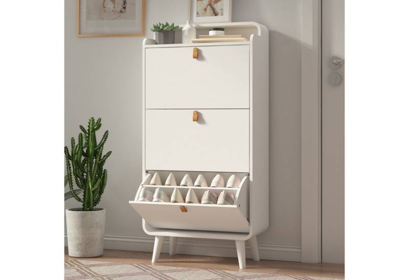 BlingBin Schuhschrank Schuhaufbewahrungsschrank mit 3 klappbaren Schubladen (1er Set, 1-St., 63 B x 29,5 T x 133,7 H cm) schmaler Schuhschrank mit oberem Fach von BlingBin