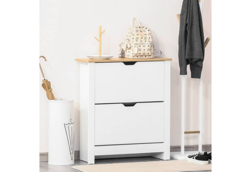 BlingBin Schuhschrank Schuhschrank Schuhkipper Schuhregal mit 2 Klappen (1 Stück, 1-St., 72cm x 26cm x 80cm) Ein platzsparendes Schuhregal für 12 Paar Schuhe von BlingBin