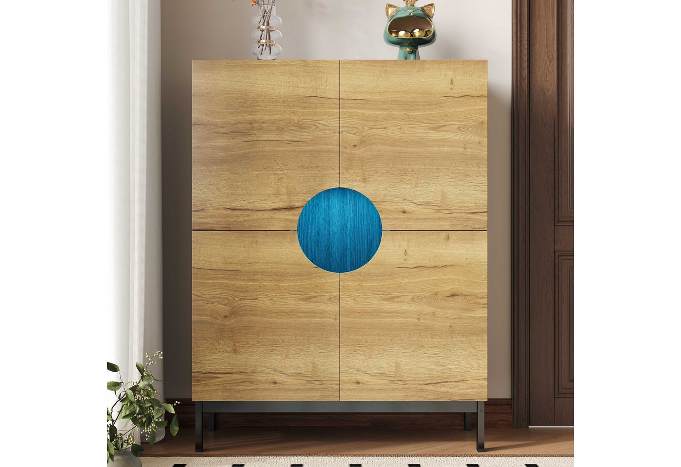 BlingBin Schuhschrank Vitrine Schuhregal Schuhkipper (1-St., 2 in 1,mit verstellbaren Einlegeböden,Massivholzbeinen,LED-Beleuchtung) 90×40×120cm,großer Stauraum,für große Schuhgrößen von BlingBin