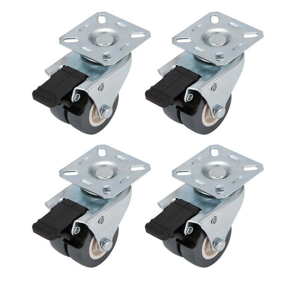 BlingBin Schwerlastrolle 4 Stücke 50mm Lenkrollen Schwerlastrollen Möbelrollen mit Bremse, (4er Set, 4-St., Keine Spuren & Leise - Transportrollen Rollen für Palettenmöbel), Lenkrollen Klein für Palettenmöbel Schließfächer, 360 Grad drehbar von BlingBin