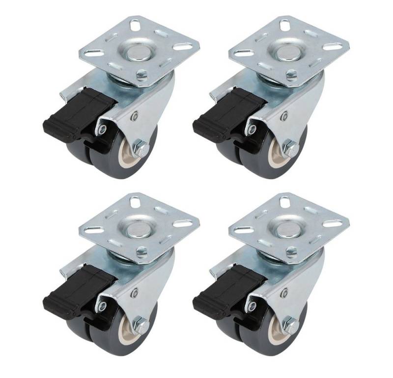BlingBin Schwerlastrolle 4 Stücke 50mm Lenkrollen Schwerlastrollen Möbelrollen mit Bremse, (4er Set, 4-St., Keine Spuren & Leise - Transportrollen Rollen für Palettenmöbel), Lenkrollen Klein für Palettenmöbel Schließfächer, 360 Grad drehbar von BlingBin