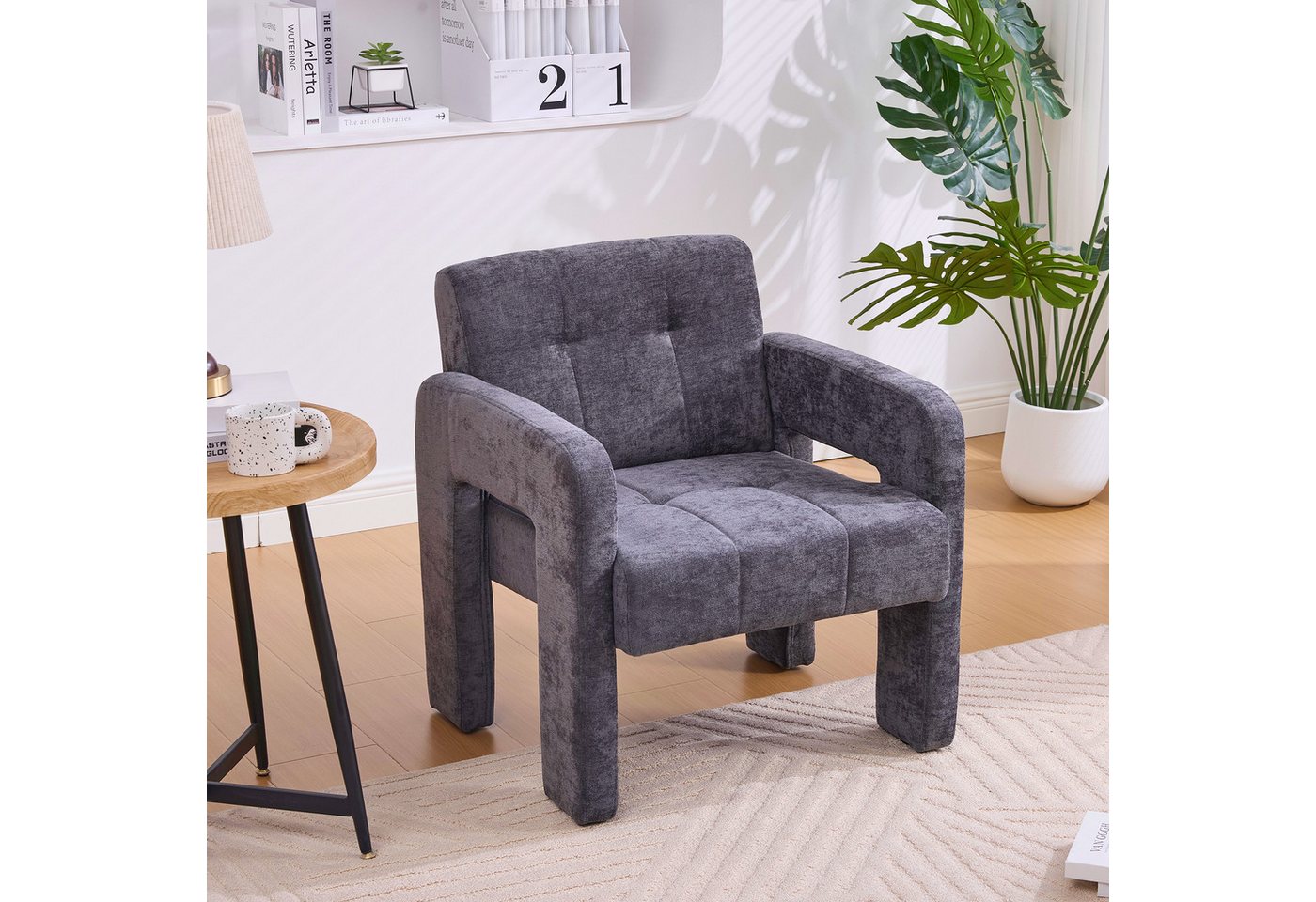 BlingBin Sessel Polstersessel Einzelsessel Loungesessel (1er Set, 1-St., 67,5 × 69 × 74,5 cm), Armlehnensessel für Wohnzimmer, Schlafzimmer, Büro,Gepolsterter Sessel von BlingBin
