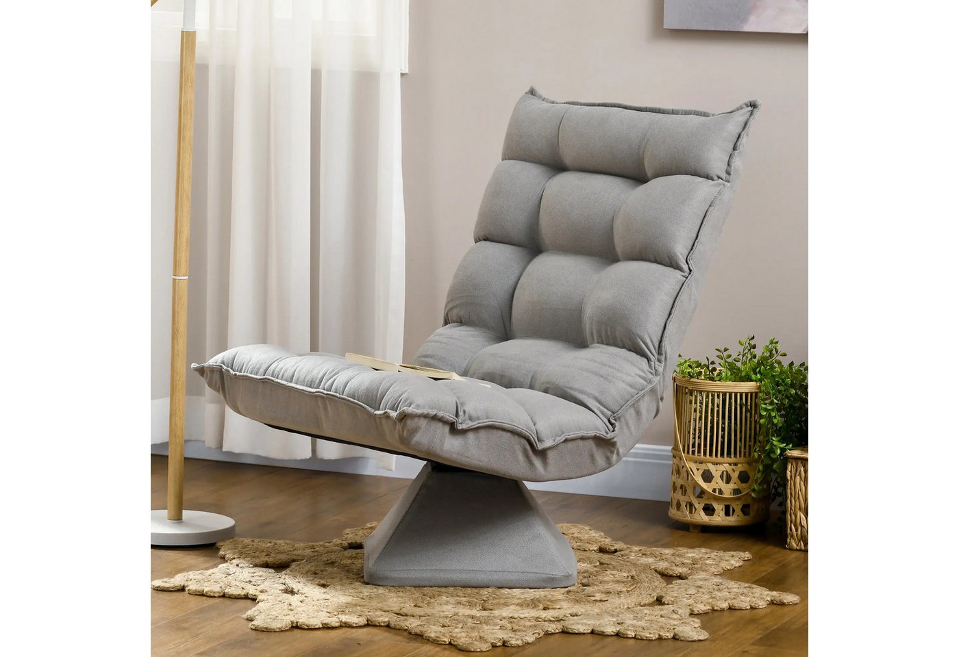 BlingBin Sessel Relaxsessel Lesesessel Bodensessel (1-St., 360° drehbarer,Einfache Montage), modernen Design,Leinenoptik,62x70x95cm von BlingBin