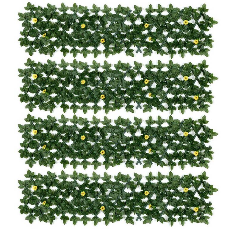 BlingBin Sichtschutzelement Erweiterbare Gartenzaunpaneele - Gartenzaun Sichtschutz mit Blume, (1er Set, 4-St., Geschlossen: Höhe 40cm, Länge 30cm, Geöffnet: Höhe 25cm, Länge 150cm), Zaun-Sichtschutz, künstlicher Efeu-Sichtschutz, Gartenbegrünung von BlingBin