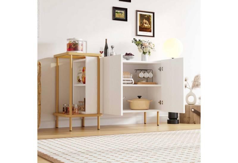 BlingBin Sideboard (1 St., mit gehärteter Glasplatte, flexiblem Regalsystem), 16 cm hohen Metallbeinen, Kippsicherung und Stauraum von BlingBin