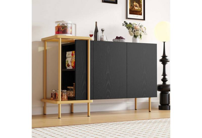 BlingBin Sideboard (1 St., mit gehärteter Glasplatte, flexiblem Regalsystem), 16 cm hohen Metallbeinen, Kippsicherung und Stauraum von BlingBin