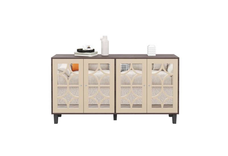 BlingBin Sideboard Anrichte (1 St., Spiegel-Sideboard mit coolen Kristallgriffen), 4 Türen, mit abnehmbarem Laminat, 160 x 40 x 85 cm von BlingBin