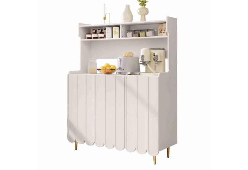 BlingBin Sideboard Aufbewahrungsschrank Küchenschrank mit Türen offenes Ablageregal (1er Set, 1 St., 120 x 40 x 151 cm), Buffetschrank Beistellschrank für Wohnzimmer Küche von BlingBin
