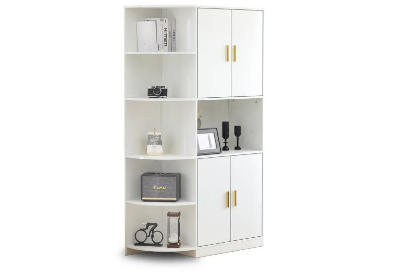BlingBin Sideboard Eckschrank vielseitiges 180 cm Hohes weißes Ess-Sideboard (1er Set, 1 St., mit flexiblen Eckablagen (links oder rechts montierbar), für Küche, Esszimmer, Wohnzimmer, Büro oder Schlafzimmer von BlingBin