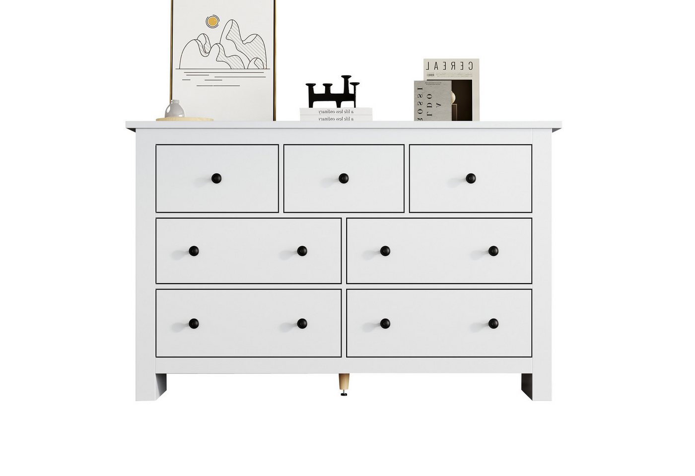 BlingBin Sideboard Esszimmerschrank, Kaffeebarschrank (1er Set, 1 St., weiß Kaffee Bar Schrank mit 7 Schubladen), Buffet mit mehreren Schubladen, für Eingang, Küche, Esszimmer, Wohnzi von BlingBin