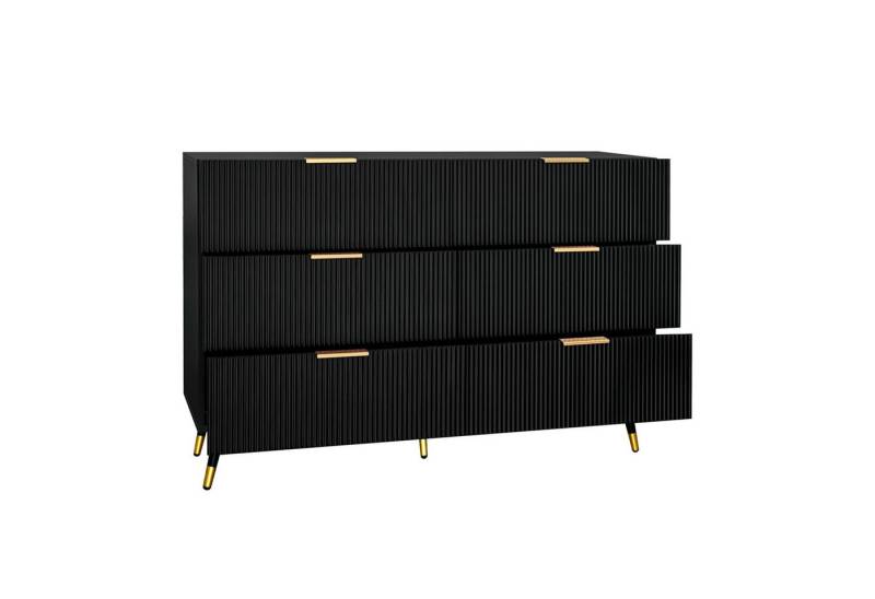BlingBin Sideboard Kommode, Lagerschrank (1er Set, 1 St., Goldgriffen, 120x77x40cm), Kommode mit Schubladen und viel Stauraum von BlingBin