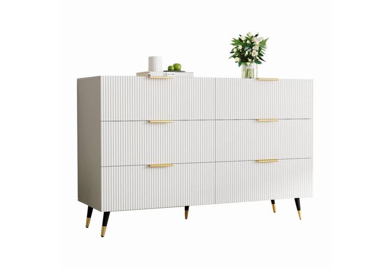 BlingBin Sideboard Kommode, Lagerschrank (1er Set, 1 St., Goldgriffen, 120x77x40cm), Kommode mit Schubladen und viel Stauraum von BlingBin