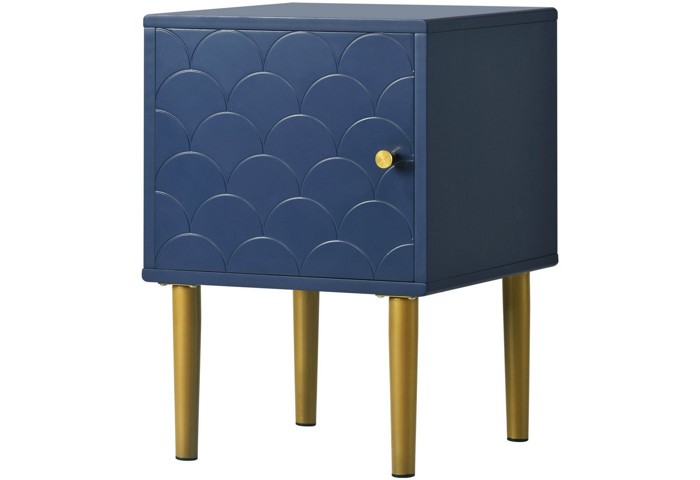 BlingBin Sideboard Kommode, Nachttisch (1er Set, 1 St., Beistelltisch 35x35x50cm), Nachtschrank, Marineblau, passend zu jedem Bett und Schlafzimmer von BlingBin
