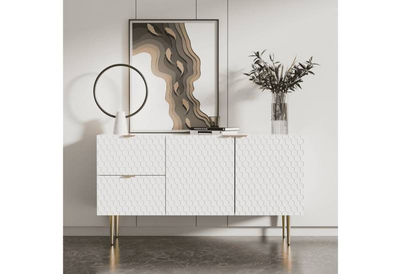 BlingBin Sideboard Kommode (135*40*75cm), mit zwei Türen und drei Schubladen, haptisches Design von BlingBin