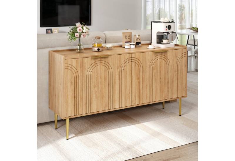 BlingBin Sideboard Küchenschrank simple Anrichte (TV-Schrank, 1 St., mit 4 Türen, Metallbeine, 140L x 38B x 75H(cm), Moderne Sideboard Schrank Anrichte Stauraum Buffet Wohnzimmer Set von BlingBin