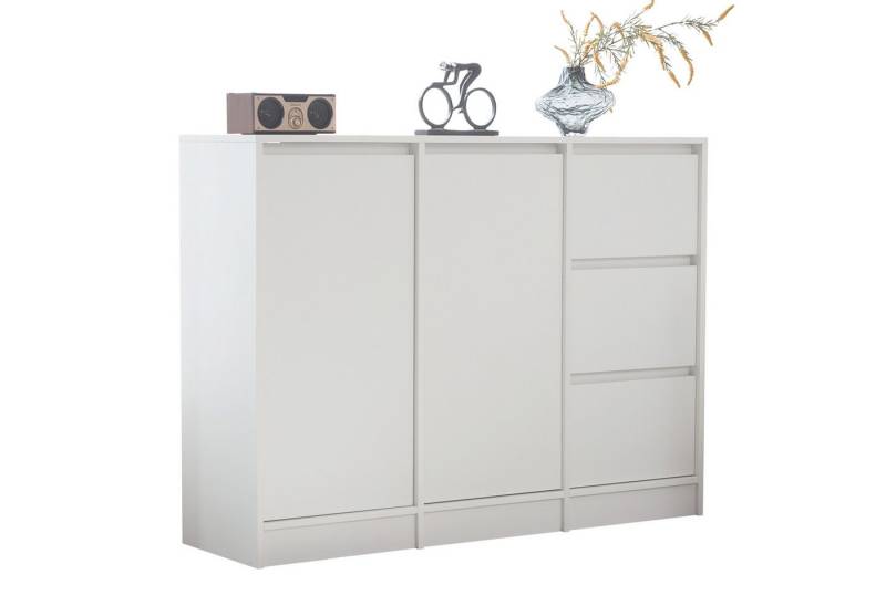 BlingBin Sideboard Moderne Sideboard mit 2 Türen, 3 Schubladen und 1 Verstellbaren Regal (1er Set, 1 St., Maße: B120*H90*T35 cm), Kommode Schuhschrank für Esszimmer, Wohnzimmer Oder Küche, Weiß von BlingBin