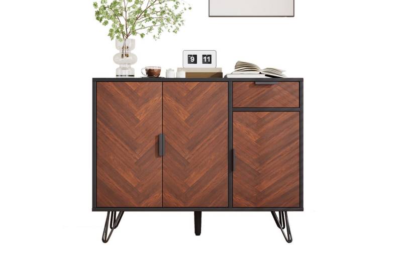 BlingBin Sideboard Wohnzimmerschrank (1 St., Highboard mit Schublade und höhenverstellbaren Einlegeböden), 90 x 30 x 71,5 cm von BlingBin