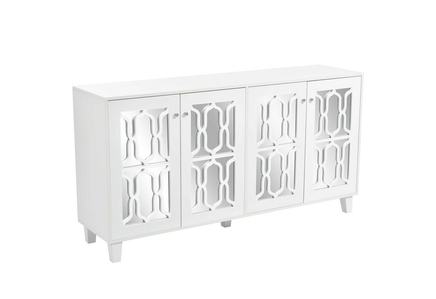 BlingBin Sideboard verspiegelte Anrichte mit kühlen Kristallgriffen Breite 160CM (Vier Türen, mit beweglichem Laminat), Gesamtabmessungen:160 x 40 x 84(cm) von BlingBin