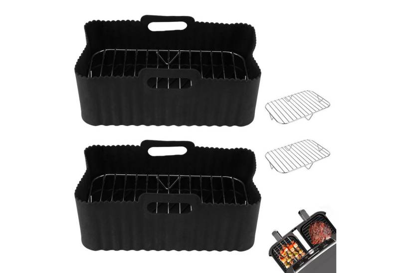 BlingBin Silikonform Heißluftfritteuse Zubehör, Silikonform Airfryer Zubehör für Ninja, (4er Set 4-tlg), Silikonform Ninja Dual Zone Heißluftfritteuse Zubehör von BlingBin