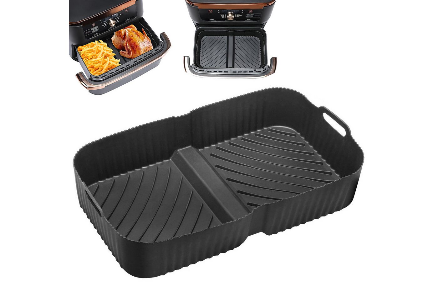 BlingBin Silikonform Heißluftfritteuse Zubehör für Ninja AF500 / Cosori 10,4 L, Backform, (1er Set 1-tlg), für Ninja Foodi FlexDrawer Heißluftfritteuse,Air Fryer für Fritteuse von BlingBin