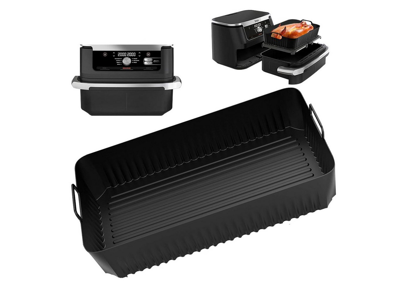 BlingBin Silikonform Wiederverwendbares Backblech für die Heißluftfritteuse, 10,4 l, (1er Set 1-tlg), für AF500 Air Fryer Silikon-Backblech von BlingBin