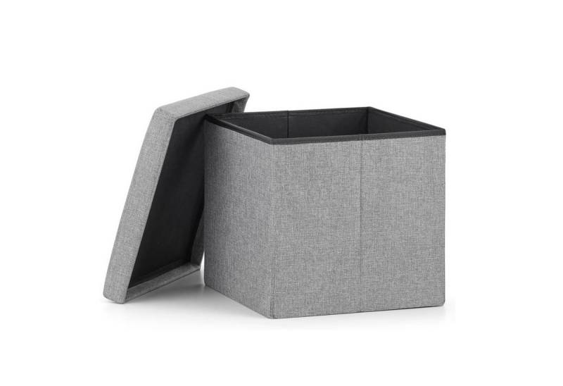 BlingBin Sitzhocker Bettbank mit Stauraum Sitzbank Faltbar Truhen Sitztruhe Fußbank (1 Stück, 1 St., 1er Set), Gepolsterte Sitzfläche aus Leinen, 30x30x30 cm von BlingBin