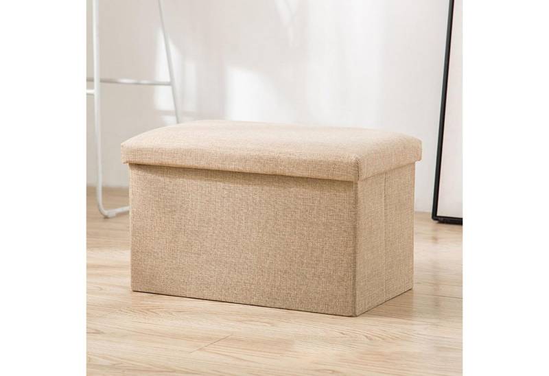 BlingBin Sitzhocker Bettbank mit Stauraum Sitzbank Faltbar Truhen Sitztruhe Fußbank (1 Stück, 1 St., 1er Set), Gepolsterte Sitzfläche aus Leinen, 76x37,5x38 cm von BlingBin