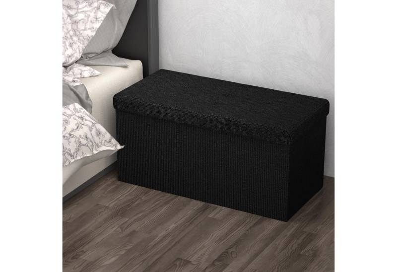 BlingBin Sitzhocker Bettbank mit Stauraum Sitzbank Faltbar Truhen Sitztruhe Fußbank (1 Stück, 1 St., 1er Set), Gepolsterte Sitzfläche aus Leinen, 76x37,5x38 cm von BlingBin