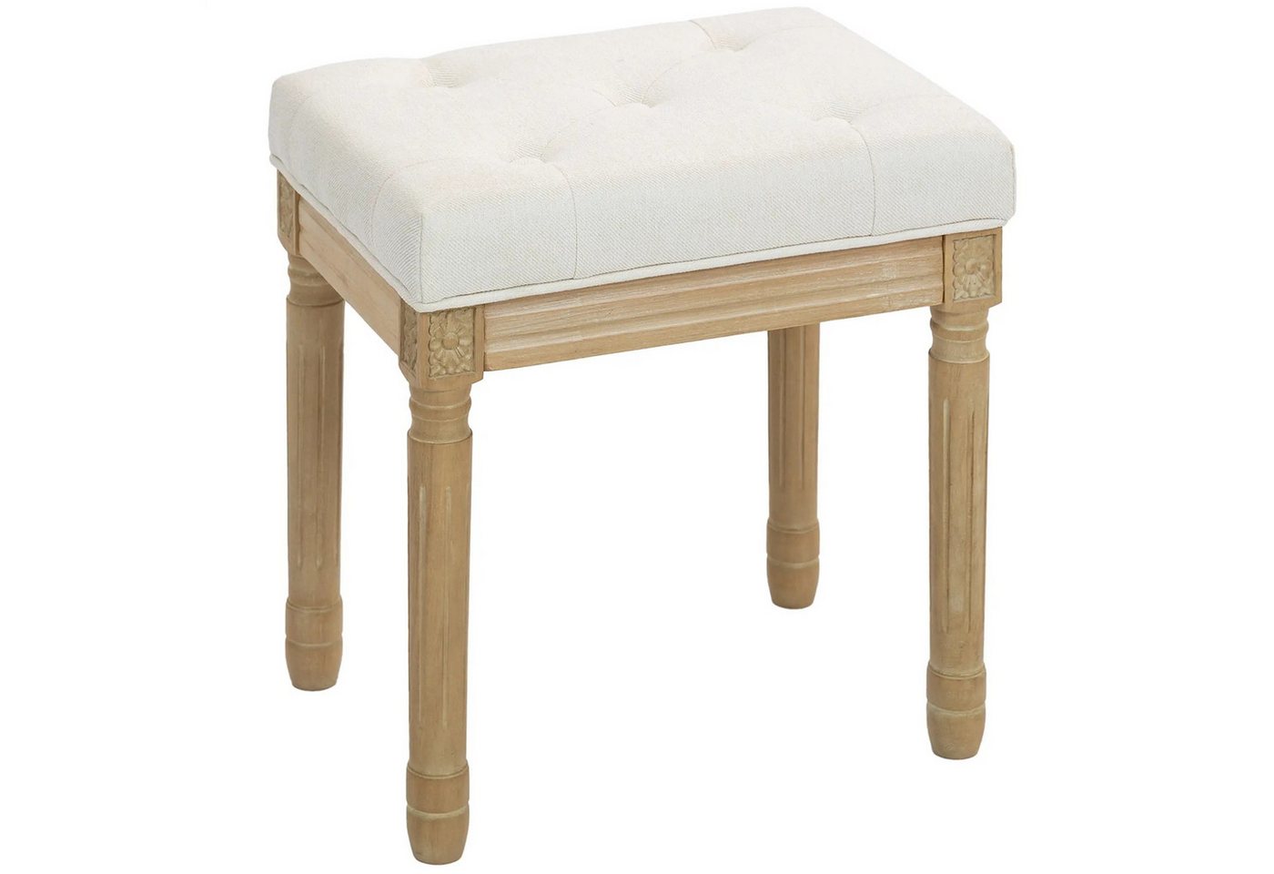 BlingBin Sitzhocker Polsterbank, Fußbank mit gepolstertem Sitz Hocker mit Holzbeine (1 Stück, 1 St., 42 x 32 x 46,5 cm), Leinen Bank Fußstütze für Wohnzimmer, Schlafzimmer von BlingBin