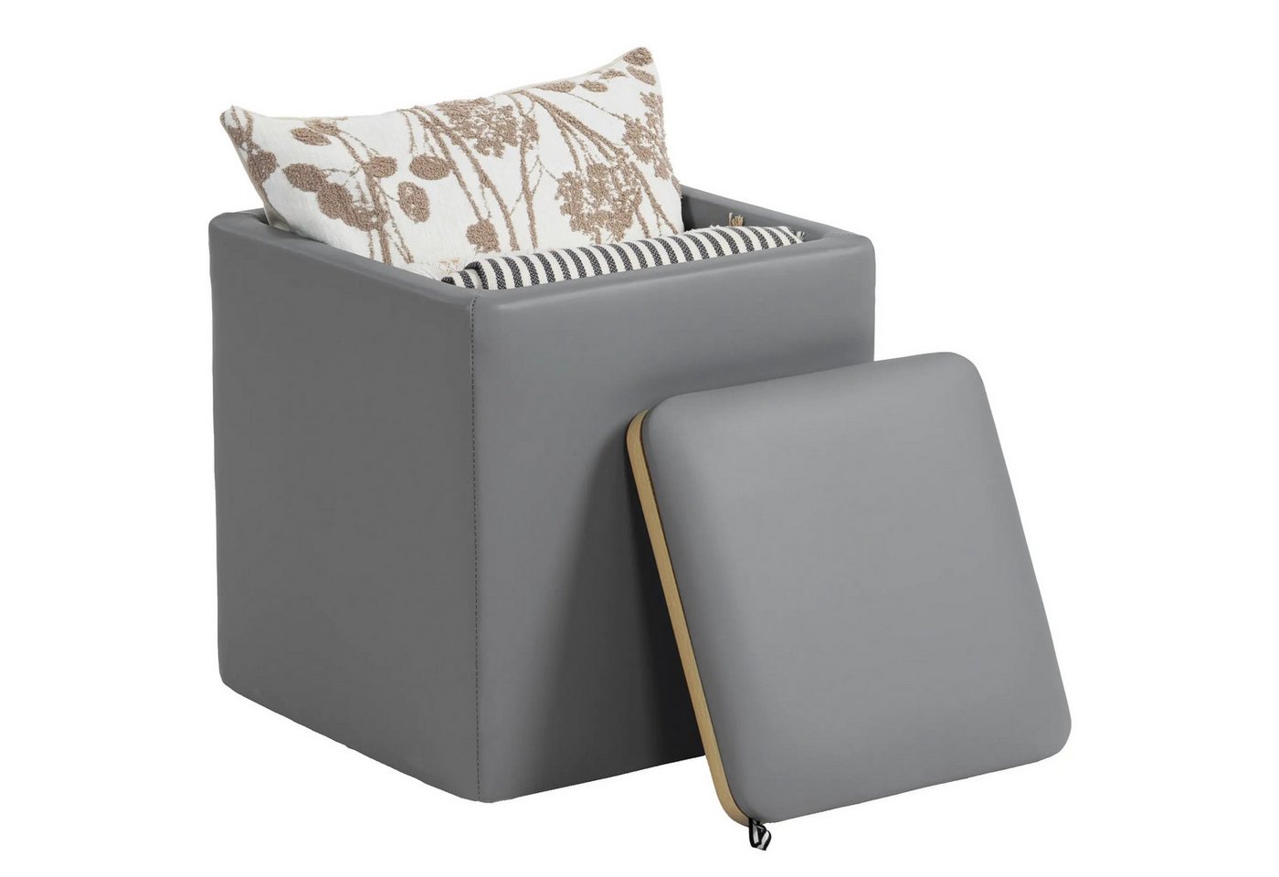 BlingBin Sitzhocker Polsterhocker Kunstleder Fußhocker mit Stauraum und Deckel (1 Stück, 1 St., 40 x 40 x 40 cm), Quadratischer Sitzhocker Sitzwürfel Aufbewahrungsbox von BlingBin