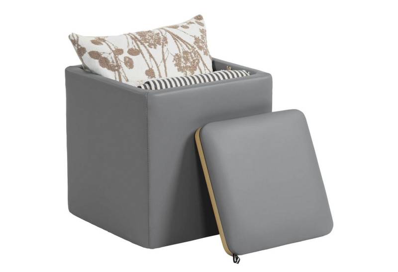 BlingBin Sitzhocker Polsterhocker Kunstleder Fußhocker mit Stauraum und Deckel (1 Stück, 1 St., 40 x 40 x 40 cm), Quadratischer Sitzhocker Sitzwürfel Aufbewahrungsbox von BlingBin