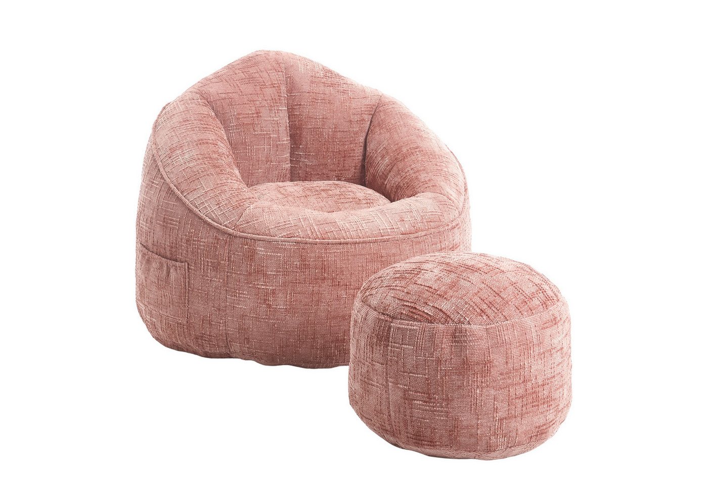 BlingBin Sitzsack Memory Schaumstoff-Sitzsack Sessel Beanbag (1er Set, 2 St., 89x88x76cm), Sitzsäcke mit Fußhocker für Das Wohnzimmer von BlingBin