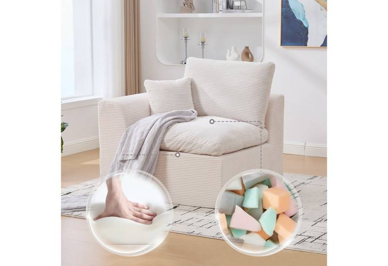 BlingBin Sitzsack Stoffsofa Wohnzimmersofa Sofa Abnehmbarer Bezug Weicher (Sitzsack-Sofa Mit Ein großes und ein kleines Kissen, 1 St., Einzelsitzer), bequemer Sessel Inklusive Kissen Sofa im nordischen Stil von BlingBin