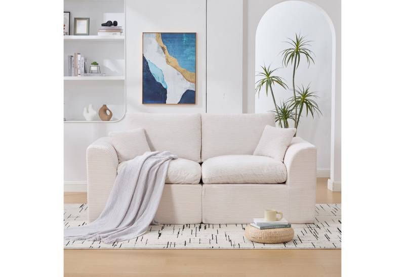 BlingBin Sitzsack Stoffsofa Wohnzimmersofa Sofa Abnehmbarer Bezug Weicher (Sitzsack-Sofa Mit Ein großes und ein kleines Kissen, 2 St., Einzelsitzer), bequemer Sessel Inklusive Kissen Sofa im nordischen Stil von BlingBin