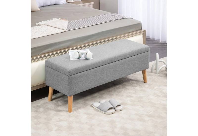 BlingBin Sitztruhe Sitzhocker Fußhocker Sitzbank (mit Stauraum), bis 220 kg, Leinenoptik, 110x39x45cm von BlingBin